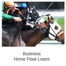 Jockeys on Racehorses with Business Horse Float Loans wording